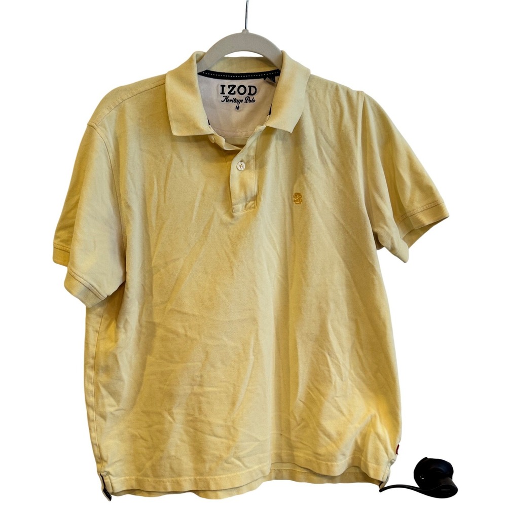 IZOD‎ Heritage Polo Shirt Mens Size Medium Yellow Short Sleeve Casual Golf